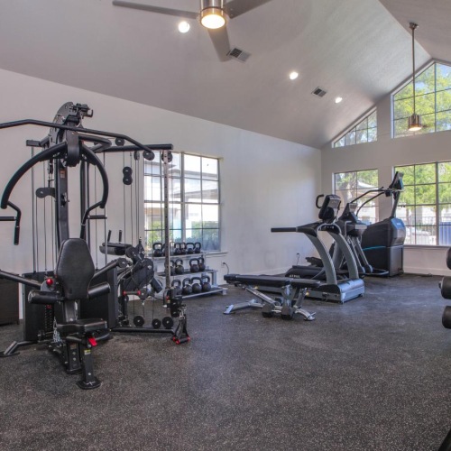 a gym with exercise equipment